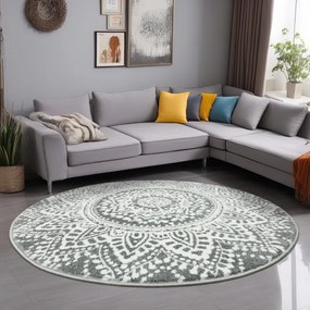 Koberec Lima G757A mandala, krémový / sivý kruh