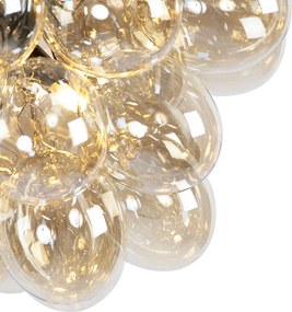 Inteligentné závesné svietidlo čierne s jantárovým sklom vrátane 8 WiFi G9 - Uvas