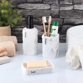 Sada kúpeľňových doplnkov Paola, biela/s čiernymi prvkami