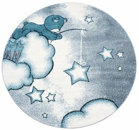 Detský kusový koberec Kids 580 blue kruh, 120x120 (priemer) kruh, modrá, detská izba, Ayyildiz