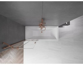 Mexen Velar, 2-krídlová posuvná vaňová zástena 75 x 150 cm, 8mm číre sklo, medená matná, 896-075-000-01-65