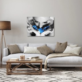 Sklenený obraz portrétu ženy s kameňmi (70x50 cm)