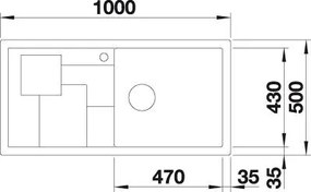 Granitový drez Blanco SITY XL 6 S InFino sivá skala kiwi