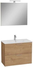 Kúpeľňová zostava s umývadlom, zrkadlom a osvetlením VitrA Mia 79x61x39,5 cm dub MIASET80D