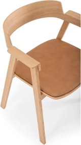 Hnedá/v prírodnej farbe kožená jedálenská stolička s podrúčkami Flip – Gazzda