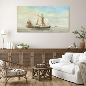 Skleneny obraz Maľovanie mora loďou rybár