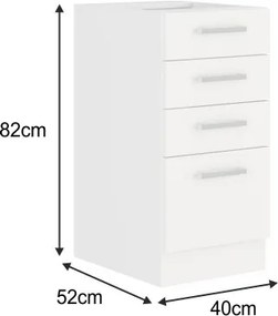 Dolná kuchynská skrinka Split 40 D 4S BB - biela