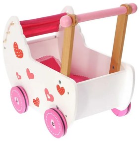 EcoToys Drevené chodítko Kočík, ružová-biela, 2150