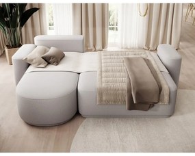 Svetlosivá ženilková rozkladacia/s úložným priestorom rohová pohovka (ľavý roh/s leňoškou) Aurumm – ELTAP