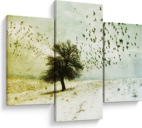 Obraz - Maľovaný kŕdeľ vtákov (90x60 cm)