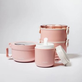 Set dvoch obedových boxov POPPIE ružový 750069