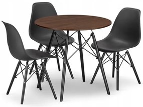 Jedálenský stôl TODI jaseň 80 cm s tromi stoličkami OSAKA čierne