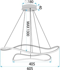 Toolight Toolight, závesná lampa 80cm, 61W, 3000K, LHJ017-CP2, zlatá, OSW-50007