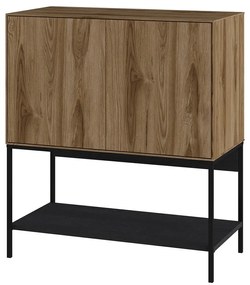 Skrinka v dekore duba v čierno-prírodnej farbe 80x90x40 cm Amira – Marckeric