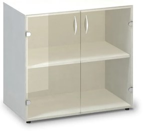 Nízka sklenená skriňa ProOffice 80 x 45,8 x 73,5 cm, biela