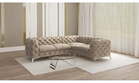 Sivobéžová zamatová rohová pohovka (pravý roh/do L) Chelsea – Ropez