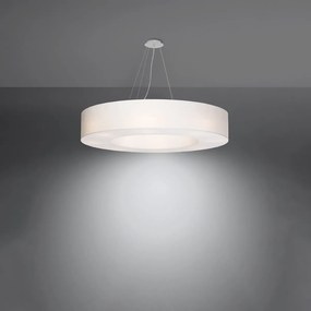 Závesné svietidlo Saturno, 1x biele textilné tienidlo, (biely plast), (fi 90 cm)