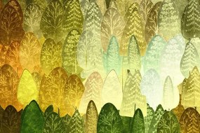 Samolepiaca tapeta zelené asymetrické stromy - 150x100