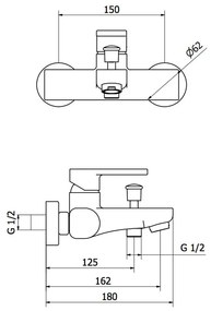 Teorema Sigma - Vaňová batéria nástenná, chróm 8Z160