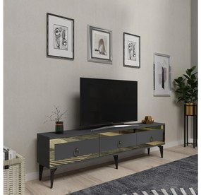 TV stolík/skrinka Muvuta 2 (antracit + zlatá) . Vlastná spoľahlivá doprava až k Vám domov. 1095411