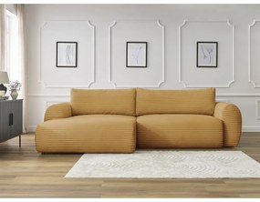Menčestrová rozkladacia rohová pohovka v horčicovej farbe (ľavý roh) Lucien – Bobochic Paris