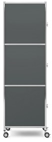 Kovová skrinka na kolieskach »CN3« s 3 dvierkami, sivá