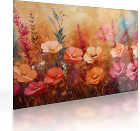 Sklenený obraz - Lúčne kvety, maľba (70x50 cm)