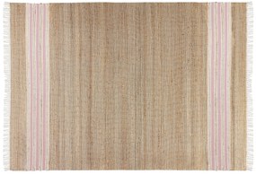 Jutový koberec 160 x 230 cm béžová/ružová MIRZA Beliani