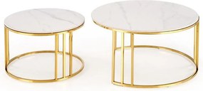Konferenčný stolík Mercury 3 biela mramor/zlatá