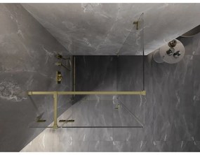 Mexen Lunar T, sklápací sprchový kút ľavý 110 x 110 cm, 8mm číre sklo, zlatý kartáčovaný - 834T-110-110-55-00-L