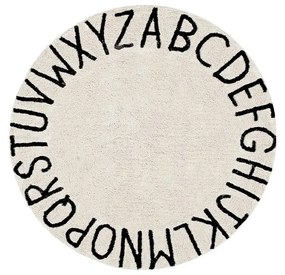 Krémový prateľný ručne tkaný bavlnený detský koberec ø150 cm ABC Natural Black – Lorena Canals