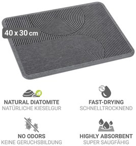 Sivá odkvapkávacia podložka na riad z kremeliny 40x30 cm Damon – Wenko