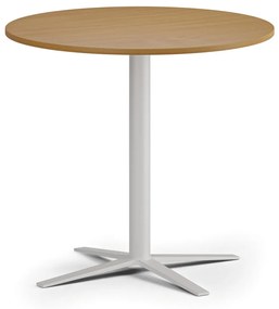 Konferenčný stolík AURA, priemer 80 cm, biela podnož, buk