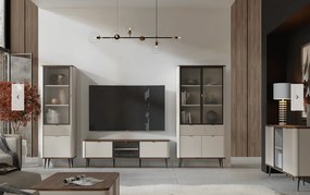 Vysoká dvojdverová vitrína NICOLA so sklom 90 cm kašmír Farba: Kašmír