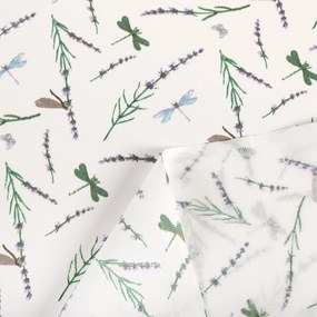 Biante Bavlnený záves Sandra SA-560 Vážky a levandule na bielom 150x210 cm