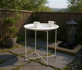 Okrúhly kovový kávový stolík 47 x 50,5 cm - biely