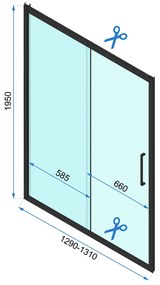 Rea Rapid Slide - sprchovací kút s posuvnými dverami 130(dvere) x 80(stena), číre sklo, čierny profil, KPL-09862