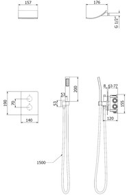 Mexen Salto, sprchová súprava pod omietku, čierna matná, 7604-02-70
