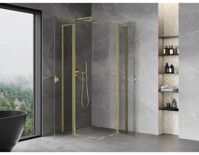 Mexen, Mexen Mist L Duo výklopný sprchový kút 95 x 95 cm, transparentný, zlatý - 8A4L-095-095-50-00