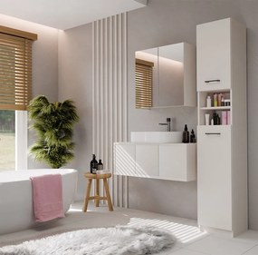 Závesná kúpeľňová skrinka so zrkadlom POLA 2DL kašmírová