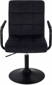 LuxuryForm DESIGN Otočná stolička VERONA BLACK VELUR na čiernom tanieri - čierna