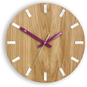Nástenné hodiny Simple Oak hnedo-fialové
