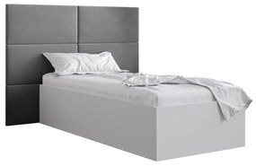 Jednolôžková posteľ s čalúneným čelom 90 cm Brittany 2 (biela matná + sivá) (s roštom). Vlastná spoľahlivá doprava až k Vám domov. 1045909