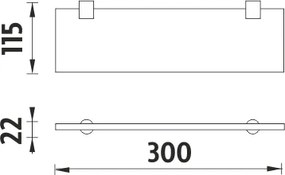 Nimco Polica bez ohrádky, 30 cm BORMO čierna - BRC 11091B-30-90