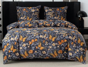 Obliečky z mikrovlákna BUTTERFLY GARDEN modro sivé Rozmer obliečky: 2 ks 70 x 90 cm | 200 x 220 cm