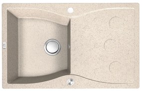 Laveo Molokin, 1-komorový granitový drez 800x500x180 mm s dlhým odkvapkávačom, béžová, LAV-SPO_411T