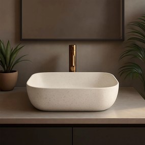 Rea Belinda Sandy, umývadlo na dosku 465x300x135 mm, imitácia kameňa-béžová, REA-U4000