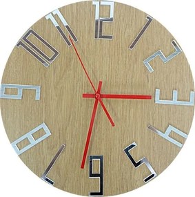 Moderné hodiny na stenu čísla Dub - Silver I SENTOP HDFK006: Čierne ručičky 30 cm 3401-19864 HDFK006 DUB silver