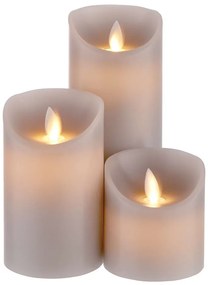 GLOWING FLAME LED Sviečky set 3 ks - sivá
