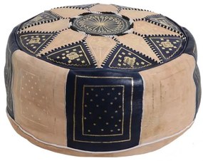 Kožená taburetka s ornamentami (modrá)